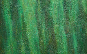 "Patti" ist ein modernes, abstraktes Gemälde in Grün. Die Farbtöne wechseln sich in hellgrünen und dunkelgrünen Farbtönen ab. Dabei ergeben sie eine grüne, abstrakte Komposition. Abstraktes, grünes Bild aus der Kategorie moderne Malerei