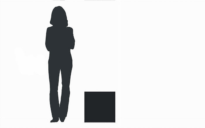 Silhouette einer Person neben einem kleinen quadratischen Gemälde zur Veranschaulichung eines kleinen Formats