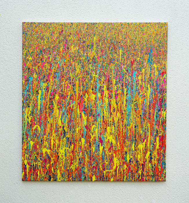 Abstrakte Kunst Claim 160 (in situ), vertikale Farbverläufe mit intensiver Farbenergie, Acryl und Lack auf Leinwand, Atelier Hellbusch