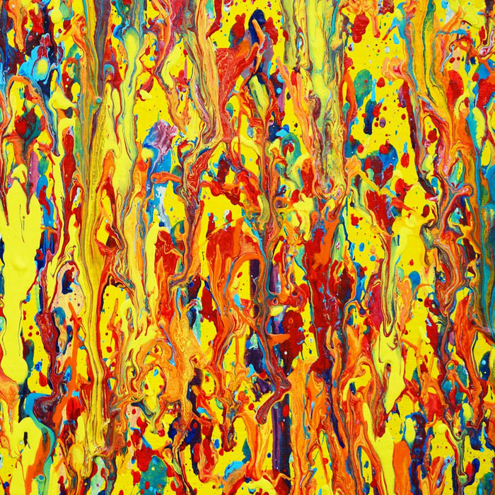 Detailansicht Claim 163, vertikale Farbverläufe in Gelb, Orange und Rot, Atelier Hellbusch