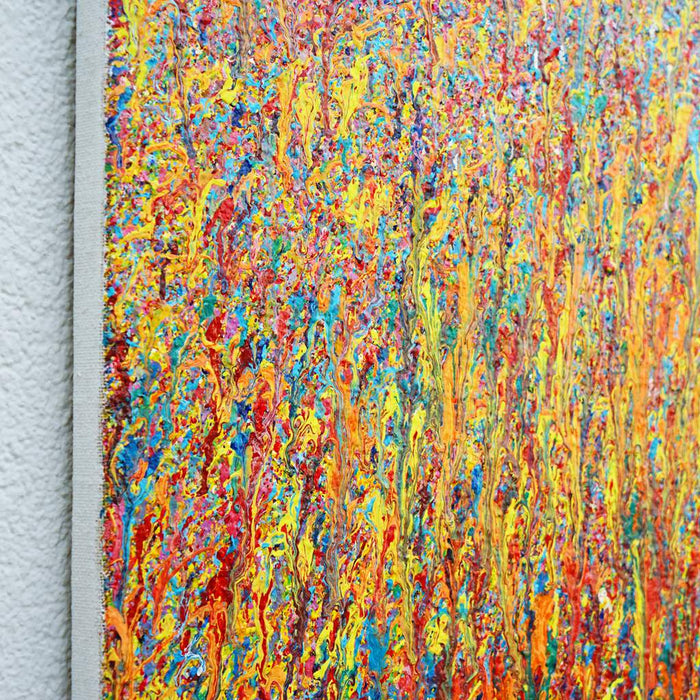 Abstrakte Kunst in Rot (Seite), Claim 161, Acryl und Lack auf Leinwand, 100x120 cm, Atelier Hellbusch