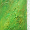"Achim", 30x24 cm, 2026, Seitenperspektive: abstraktes Gemälde mit grünen Farben auf Leinwand und strukturierter Oberfläche. Künstler Mark Hellbusch