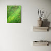 "Achim", 30x24 cm, 2026 (in situ): abstraktes Gemälde mit grünen Farben auf Leinwand und strukturierter Oberfläche. Künstler Mark Hellbusch