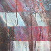 Zeitgenössisches Gemälde „America“ (120 × 190 cm, 2002) – amerikanische Flagge mit abstraktem Wirbelsturm und organischen Strukturen in Öl auf Leinwand (Nahaufnahme). Atelier Hellbusch