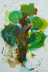 Baum VI – großes grünes Baum-Gemälde in expressiver Ölmalerei aus der Serie Schmiertafel von Mark Hellbusch