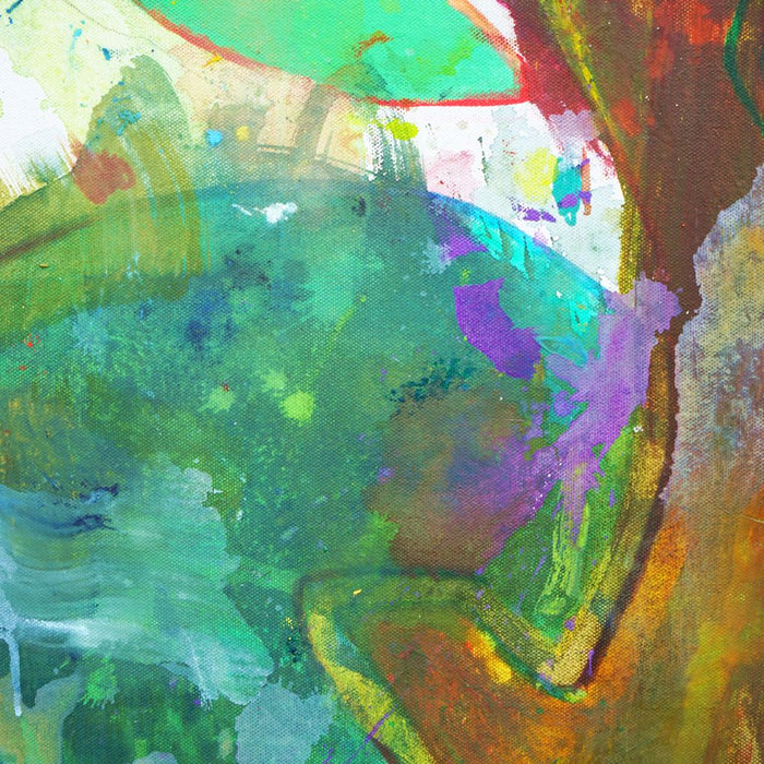 Baum VI (Ausschnitt) – großes grünes Baum-Gemälde in expressiver Ölmalerei aus der Serie Schmiertafel von Mark Hellbusch