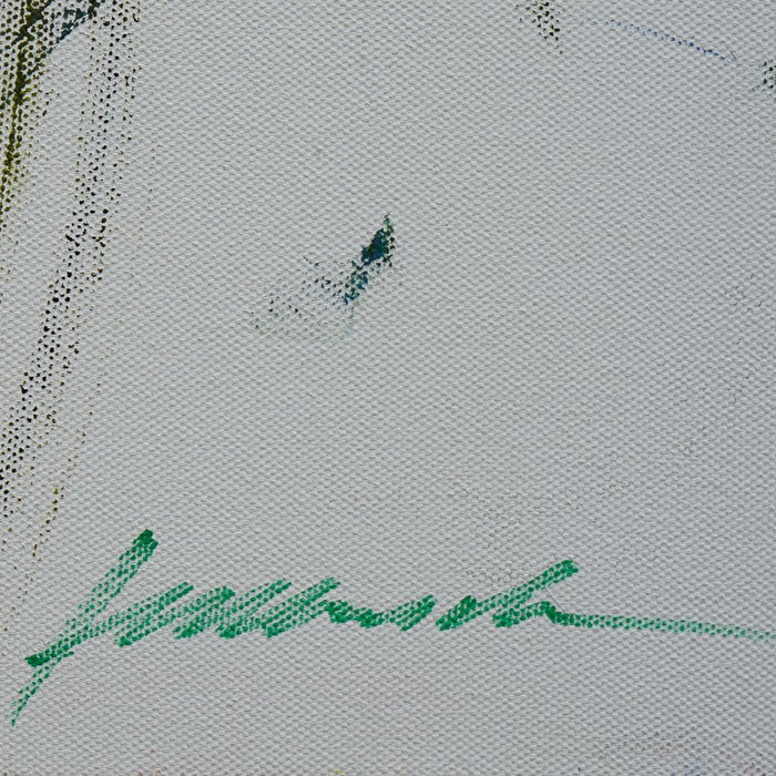Baum VI (Ausschnitt, Sig) – großes grünes Baum-Gemälde in expressiver Ölmalerei aus der Serie Schmiertafel von Mark Hellbusch
