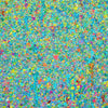 Abstrakte Kunst „Claim 136“ (Ausschnitt), farbenprächtige Malerei auf Leinwand in Blau und Grün, Mischtechnik, Atelier Hellbusch