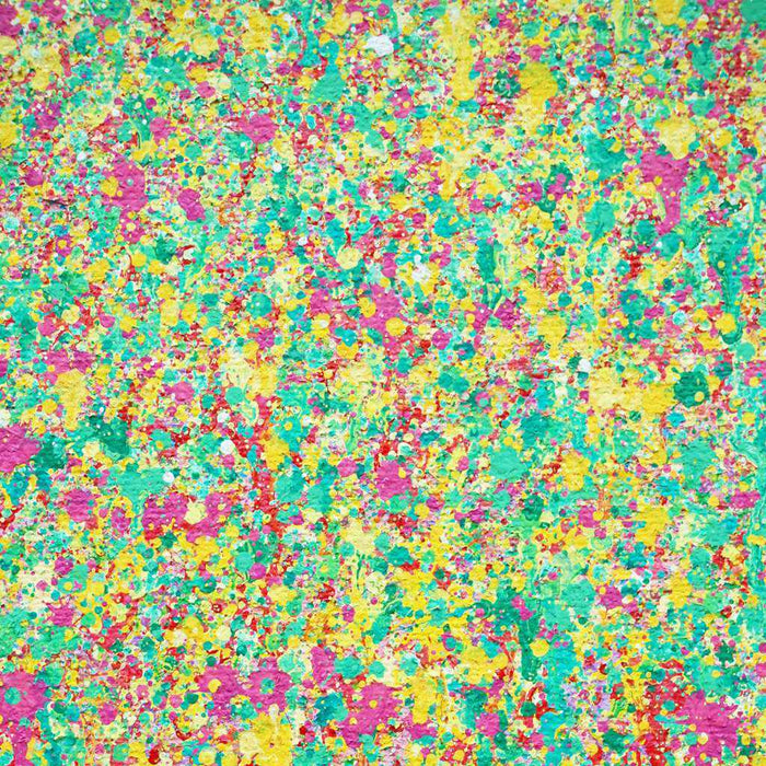 Abstrakte Kunst in leuchtendem Pink, Grün und Gelb – Claim 138 (Ausschnitt), Originalgemälde 80x80cm, 2025. Atelier Hellbusch.