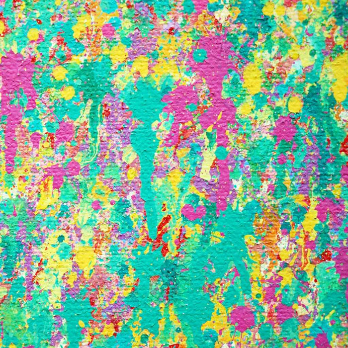 Abstrakte Kunst in leuchtendem Pink, Grün und Gelb – Claim 138 (Ausschnitt), Originalgemälde 80x80cm, 2025. Atelier Hellbusch.