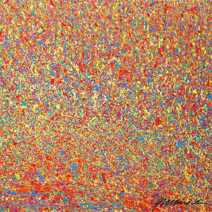 Abstrakte Kunst Claim 165 mit rötlichem Farbverlauf und organischen Strukturen, Acryl und Lack auf Leinwand, 60x100 cm, Atelier Hellbusch