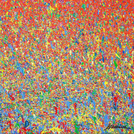 Abstraktes Gemälde "Claim 173" aus der Reihe "Organic Grounds"  mit leuchtender, expressiver Farbstruktur, Acryl und Lack auf Leinwand, zeitgenössische Kunst, Atelier Hellbusch.