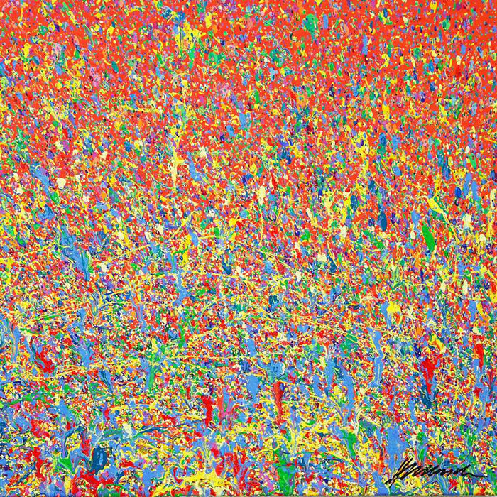 Abstraktes Gemälde "Claim 173" aus der Reihe "Organic Grounds"  mit leuchtender, expressiver Farbstruktur, Acryl und Lack auf Leinwand, zeitgenössische Kunst, Atelier Hellbusch.