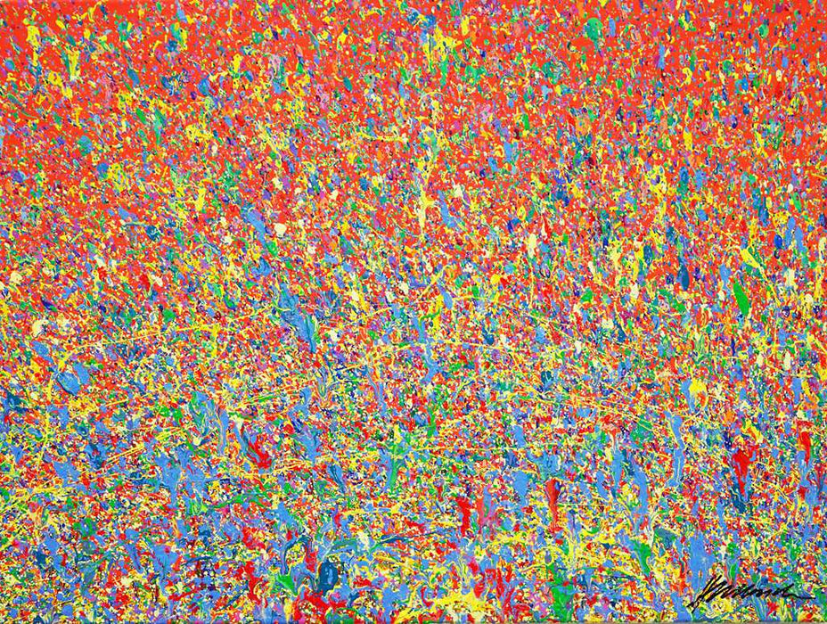 Abstraktes Gemälde "Claim 173" aus der Reihe "Organic Grounds"  mit leuchtender, expressiver Farbstruktur, Acryl und Lack auf Leinwand, zeitgenössische Kunst, Atelier Hellbusch.