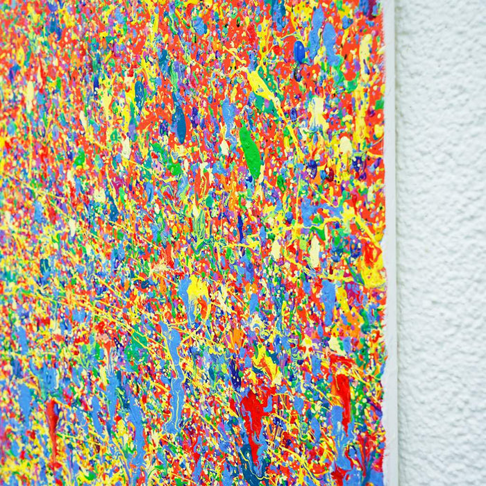 Abstraktes Gemälde "Claim 173" (Close up) aus der Reihe "Organic Grounds"  mit leuchtender, expressiver Farbstruktur, Acryl und Lack auf Leinwand, zeitgenössische Kunst, Atelier Hellbusch.