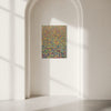 Abstrakte Kunst „Claim 174“ (in situ) mit dichter, farbintensiver Struktur in Blau und Multicolor, Mischtechnik auf Leinwand, Atelier Hellbusch