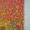Abstrakte Kunst „Claim 175“ (Seitenperspektive) mit intensiver Farbstruktur in Rot und Gelb, Mischtechnik auf Leinwand, Atelier Hellbusch