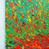 Abstrakte Kunst „Claim 176“ (Seite) leuchtend und expressiv in Grün und Rot, hochwertige Mischtechnik auf Leinwand