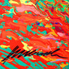 Abstrakte Kunst „Claim 176“ (Sig) leuchtend und expressiv in Grün und Rot, hochwertige Mischtechnik auf Leinwand