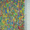 Abstrakte Kunst „Claim 177“ (Seite) farbstark und einzigartig mit dichter Struktur in Blau und Multicolor, Mischtechnik auf Leinwand. Künstler Mark Hellbusch