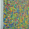 Abstrakte Kunst „Claim 177“ (Seite) farbstark und einzigartig mit dichter Struktur in Blau und Multicolor, Mischtechnik auf Leinwand. Künstler Mark Hellbusch