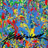 Abstrakte Kunst „Claim 177“ (Sig) farbstark und einzigartig mit dichter Struktur in Blau und Multicolor, Mischtechnik auf Leinwand. Künstler Mark Hellbusch