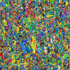 Abstrakte Kunst „Claim 177“ (Ausschnitt) farbstark und einzigartig mit dichter Struktur in Blau und Multicolor, Mischtechnik auf Leinwand. Künstler Mark Hellbusch