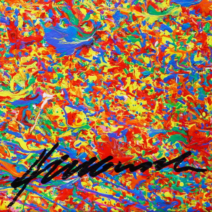 Signatur auf dem abstrakten Wandbild Claim 178, Atelier Hellbusch