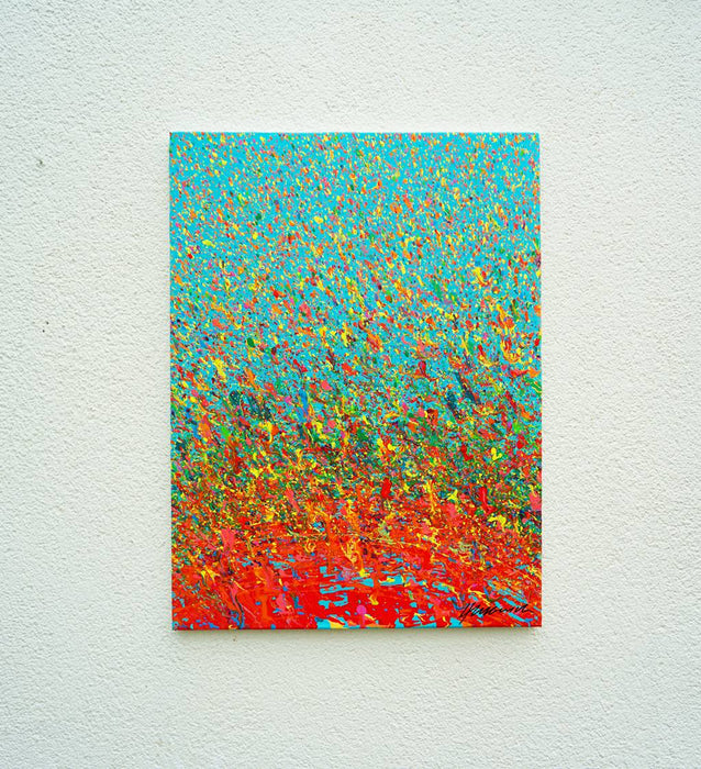 Exklusive abstrakte Farbkomposition Claim 181, Acryl und Lack auf Leinwand, 80x60 cm, Atelier Hellbusch