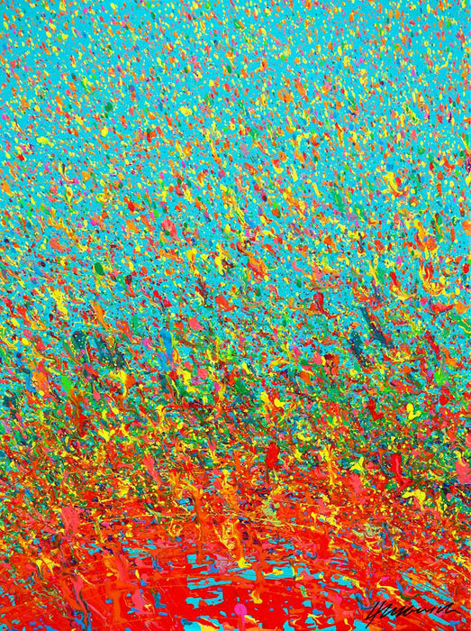 Exklusive abstrakte Farbkomposition Claim 181, Acryl und Lack auf Leinwand, 80x60 cm, Atelier Hellbusch