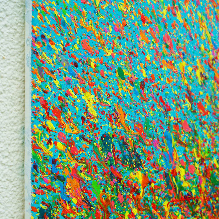 Exklusive abstrakte Farbkomposition Claim 181 (Seite), Acryl und Lack auf Leinwand, 80x60 cm, Atelier Hellbusch