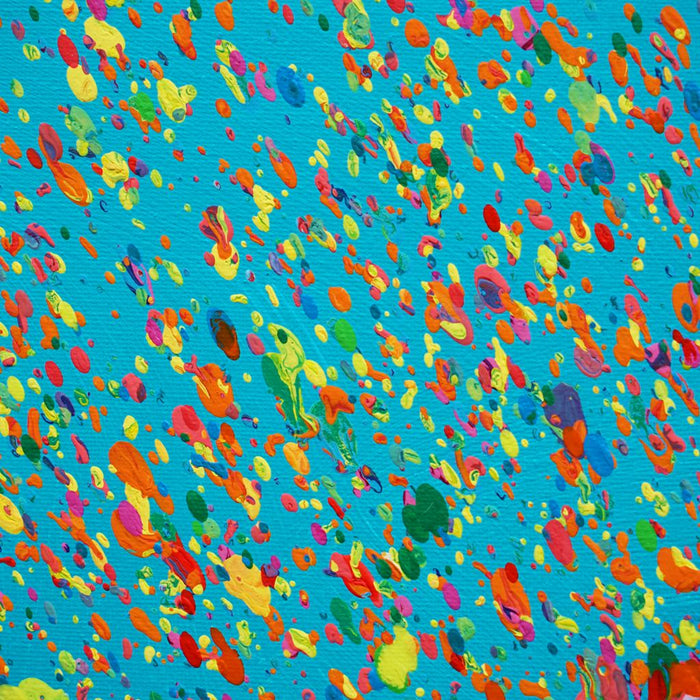 Detailansicht Claim 181, einzigartige abstrakte Farbstruktur in Blau und Rot, Atelier Hellbusch