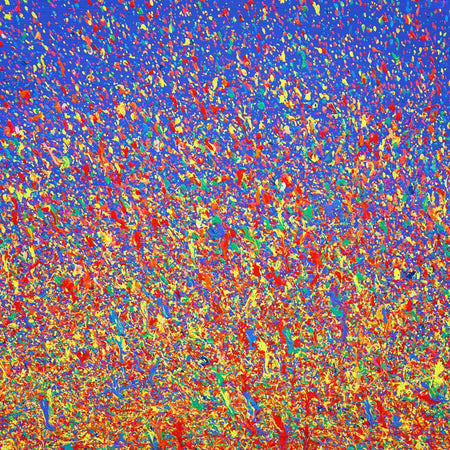 Modernes abstraktes Kunstwerk Claim 182 mit viel Blau, Acryl und Lack auf Leinwand, 60x80 cm, Atelier Hellbusch