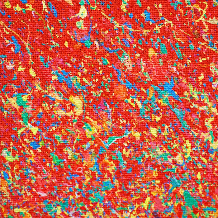 Detailansicht Claim 184, leuchtende abstrakte Farbstruktur in Rot, Grün und Gelb, Atelier Hellbusch