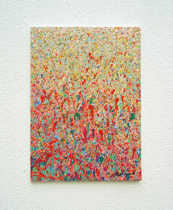 Leuchtendes abstraktes Gemälde Claim 186, Acryl und Lack auf Leinwand, 70x50 cm, Atelier Hellbusch