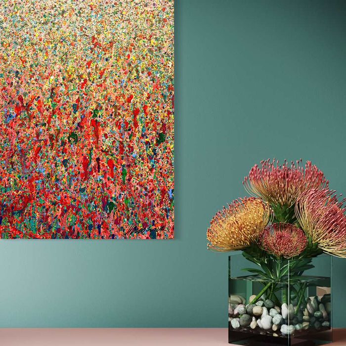 Abstraktes leuchtendes Gemälde Claim 186 im modernen Raum, Atelier Hellbusch