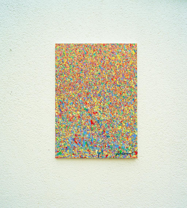 Abstrakte Kunst „Claim 188“ (in situ), dynamische und lebendige Malerei in Blau, Gelb und Grün, Mischtechnik auf Leinwand. Künstler Mark Hellbusch