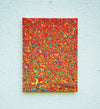 Abstrakte Kunst „Claim 190“ (in situ), einzigartiges kleines Gemälde mit intensiver Farbigkeit in Rot und Blau, Mischtechnik auf Leinwand. Künstler: Mark Hellbusch.