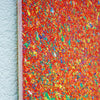 Abstrakte Kunst „Claim 190“ (Ausschnitt, Seite), einzigartiges kleines Gemälde mit intensiver Farbigkeit in Rot und Blau, Mischtechnik auf Leinwand. Künstler: Mark Hellbusch.