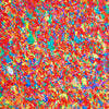 Abstrakte Kunst „Claim 190“ (Ausschnitt), einzigartiges kleines Gemälde mit intensiver Farbigkeit in Rot und Blau, Mischtechnik auf Leinwand. Künstler: Mark Hellbusch.