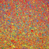 Abstrakte Kunst „Claim 191“ (Ausschnitt), modernes Gemälde als farbstarkes Unikat in Rot und Gelb, Mischtechnik auf Leinwand. Künstler: Mark Hellbusch.