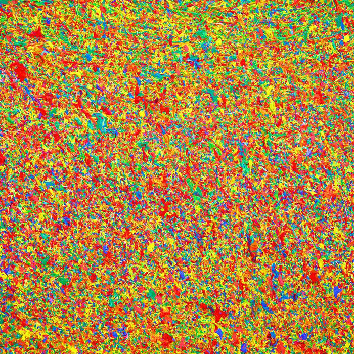 Abstrakte Kunst „Claim 192“, bunte Wandkunst als modernes Originalgemälde in Rot, Grün, Orange und Gelb, Mischtechnik auf Leinwand.Künstler: Mark Hellbusch