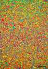 Abstrakte Kunst „Claim 192“, bunte Wandkunst als modernes Originalgemälde in Rot, Grün, Orange und Gelb, Mischtechnik auf Leinwand.Künstler: Mark Hellbusch