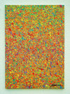Abstrakte Kunst „Claim 192“, bunte Wandkunst als modernes Originalgemälde in Rot, Grün, Orange und Gelb, Mischtechnik auf Leinwand.Künstler: Mark Hellbusch