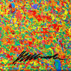Abstrakte Kunst „Claim 192“ (Sig), bunte Wandkunst als modernes Originalgemälde in Rot, Grün, Orange und Gelb, Mischtechnik auf Leinwand.Künstler: Mark Hellbusch