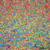 Abstrakte Kunst „Claim 193“, explosives Unikat mit leuchtender Farbstruktur in Blau und Rot, Mischtechnik auf Leinwand. Künstler: Mark Hellbusch.