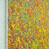 Abstrakte Kunst „Claim 194“ (Seite), zeitgenössisches Gemälde mit leuchtender Farbstruktur in Gelb und bunten Farben, Mischtechnik auf Leinwand. Künstler: Mark Hellbusch
