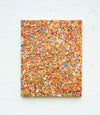 Abstrakte Kunst „Claim 202“ mit dichter, farbintensiver Struktur in Rot, Orange und Multicolor, Acryl und Lack auf Leinwand, Atelier Hellbusch