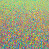 Abstrakte Kunst „Claim 142“ (Ausschnitt), buntes Gemälde im Querformat mit dichter Farbstruktur, Mischtechnik auf Leinwand. Künstler Mark Hellbusch