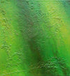 "Clara", 46x48cm,2026: Abstrakte Kunst von Mark Hellbusch in grünen Farben auf Leinwand mit feiner strukturierter Oberfläche.